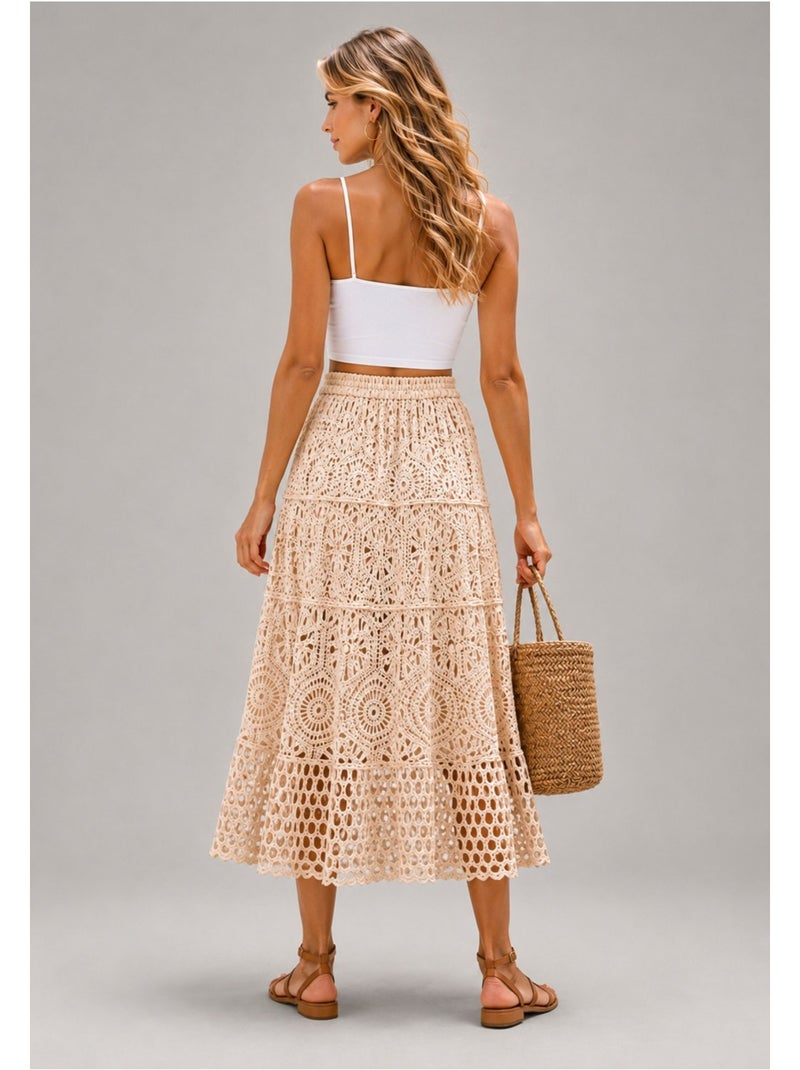 Falda larga Kebello Beige - Kiabi