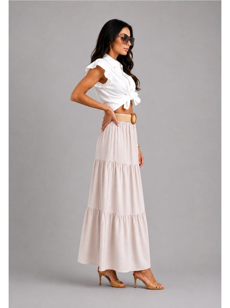 Falda larga Kebello Beige - Kiabi