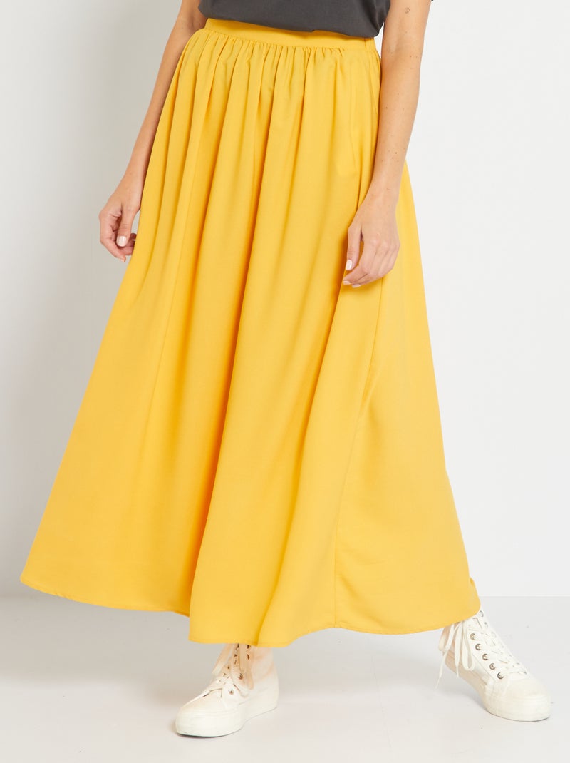 Falda larga lisa y entallada AMARILLO - Kiabi