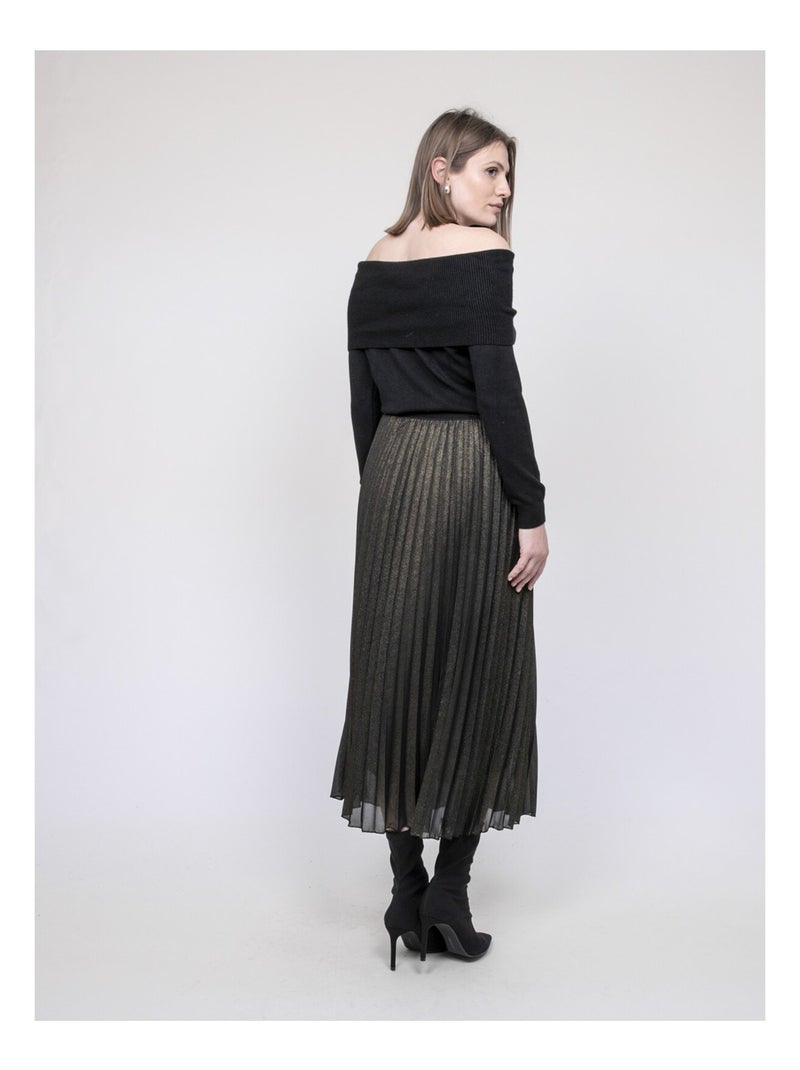 Falda larga plisada XIAMARA Negro - Kiabi