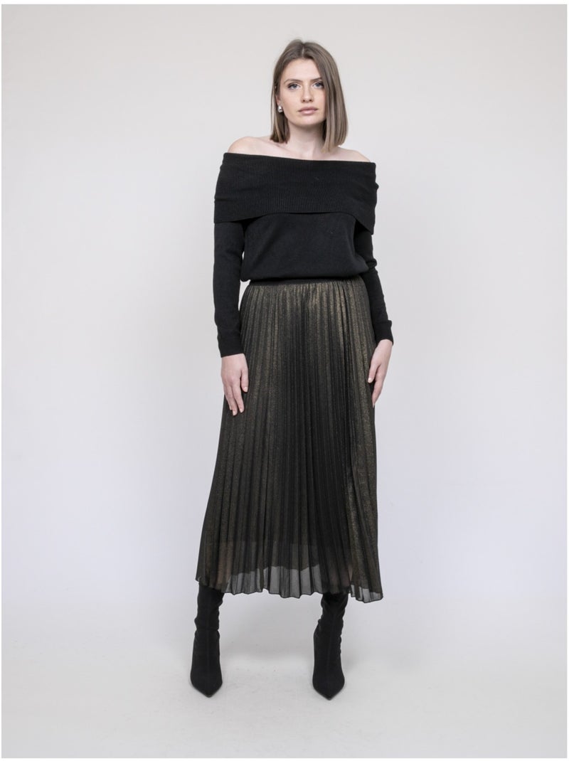 Falda larga plisada XIAMARA Negro - Kiabi