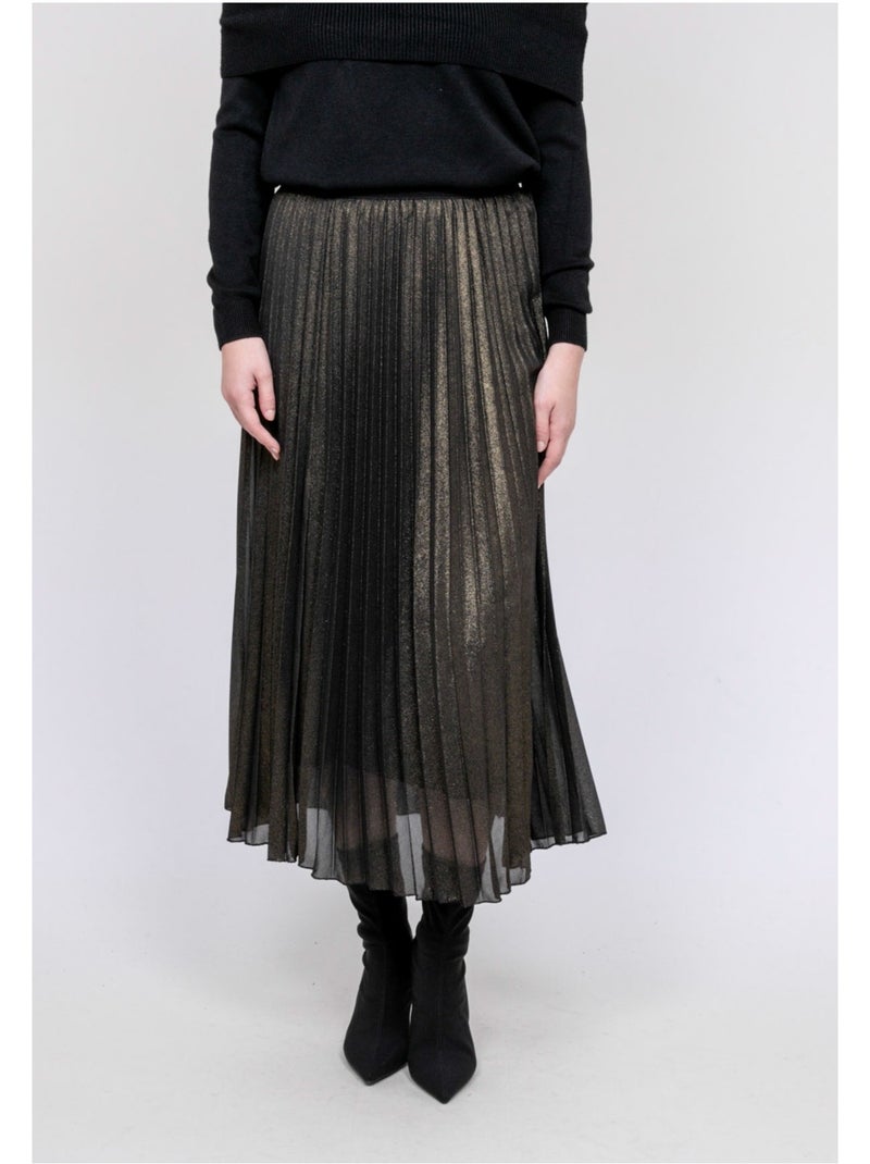 Falda larga plisada XIAMARA Negro - Kiabi