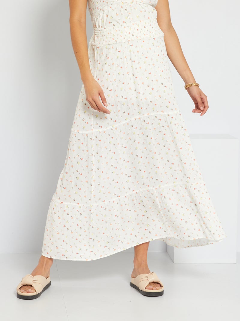 Falda larga premamá flores BLANCO - Kiabi