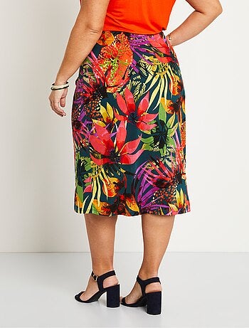 Falda larga recta con estampado exótico - AFIBEL
