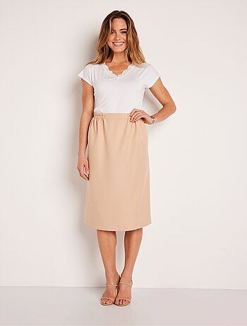 Falda larga recta de gabardina - Afibel