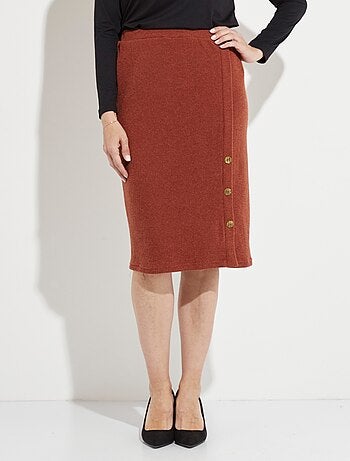 Falda larga recta de malla con botones elegantes - Afibel