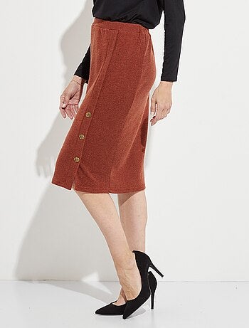 Falda larga recta de malla con botones elegantes - Afibel