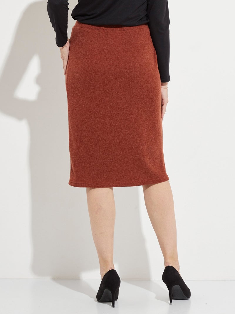 Falda larga recta de malla con botones elegantes - Afibel Camel - Kiabi