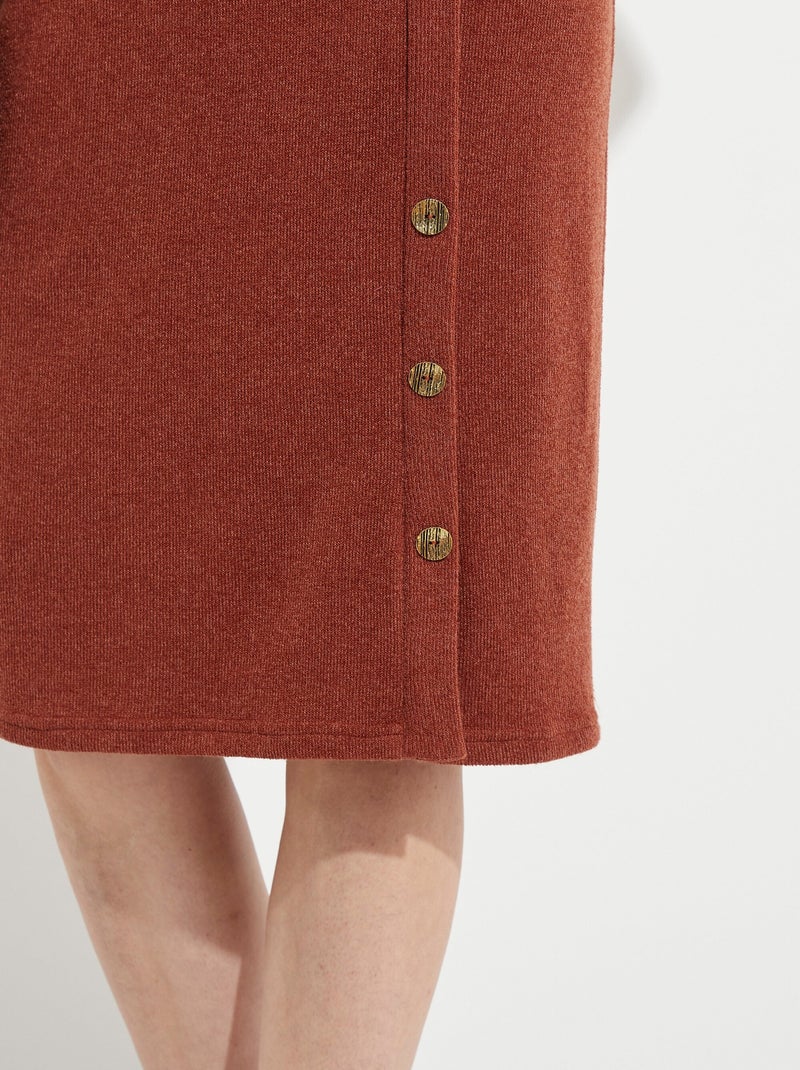 Falda larga recta de malla con botones elegantes - Afibel Camel - Kiabi