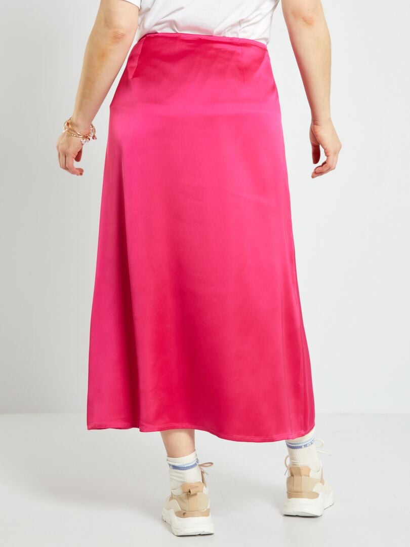Falda larga satinada rosa indio - Kiabi