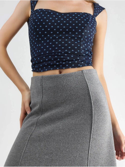 Falda larga texturizada de cintura alta busem - Kiabi Falda larga texturizada de cintura alta busem - Kiabi