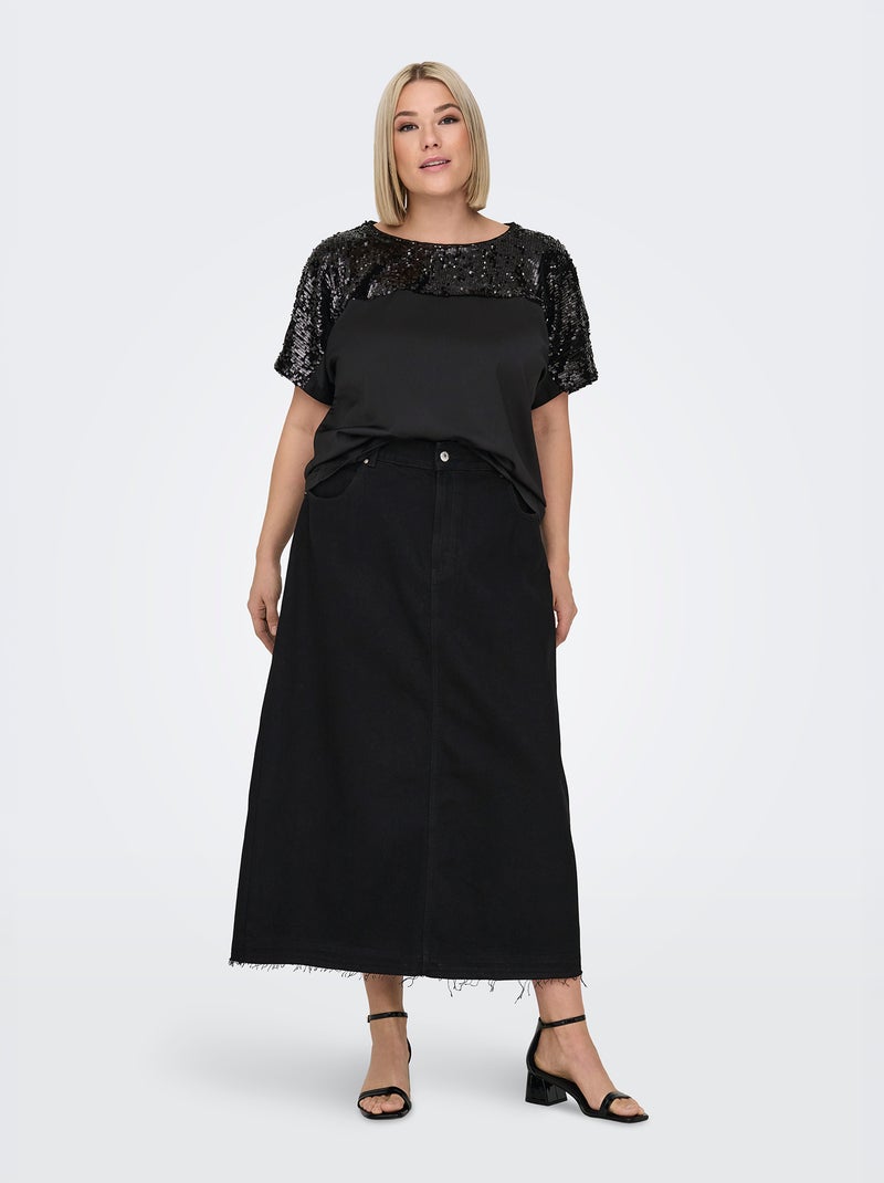 Falda larga vaquera  - 'Only CarmaKoma' NEGRO - Kiabi