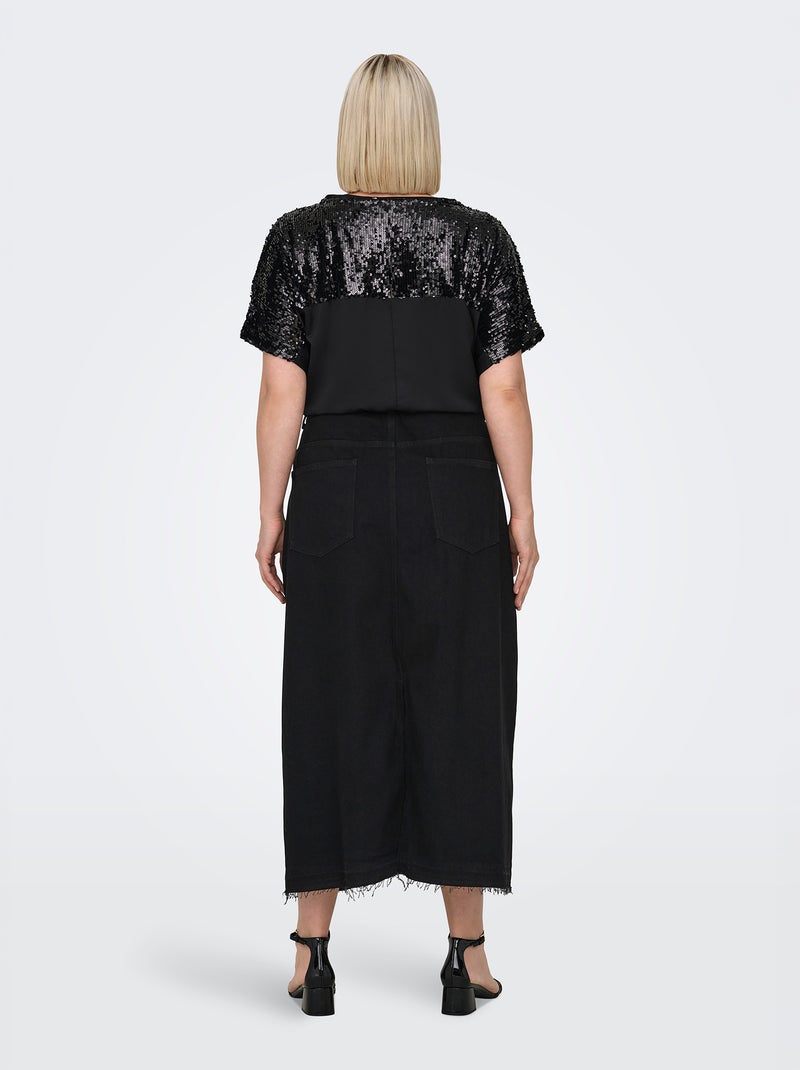 Falda larga vaquera  - 'Only CarmaKoma' NEGRO - Kiabi