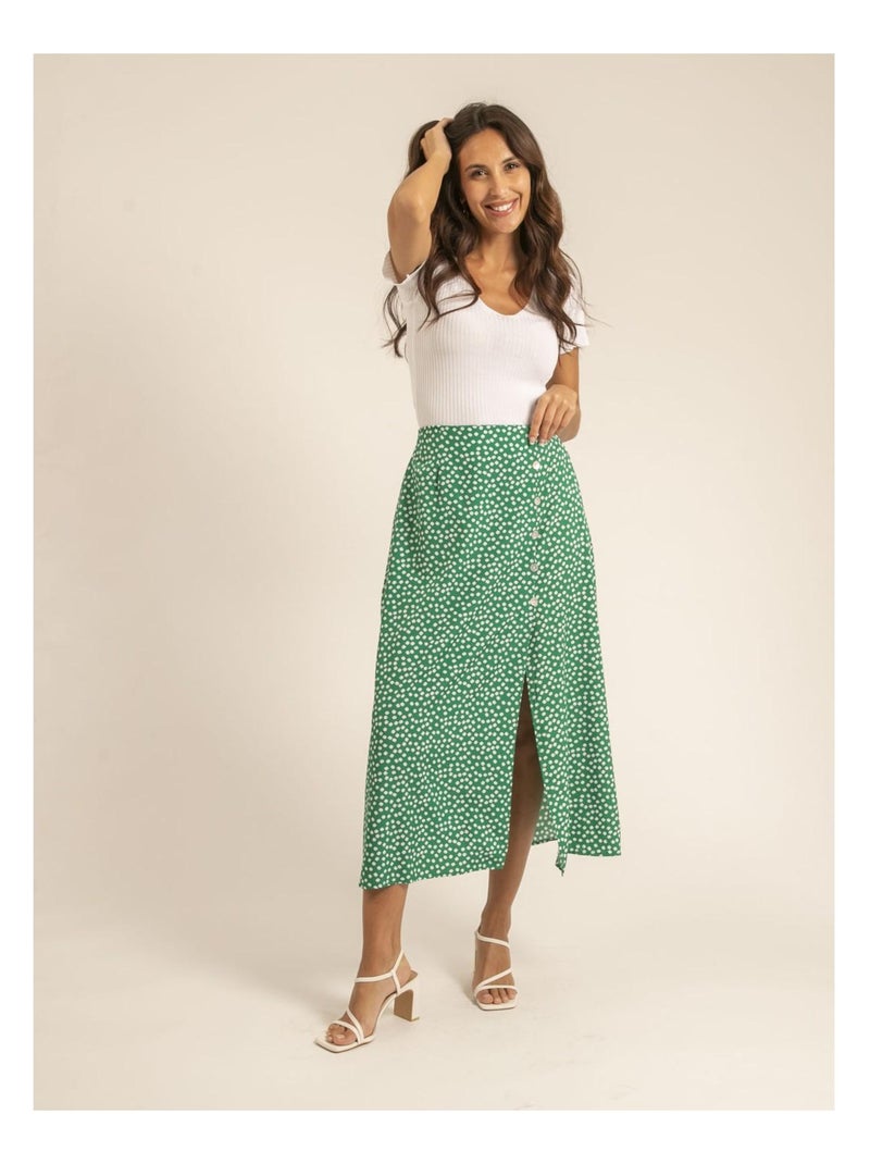Falda larga xeroni Verde - Kiabi