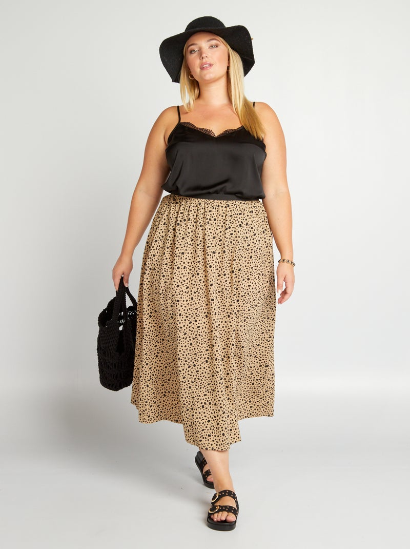 Falda largo medio con estampado all over BEIGE - Kiabi