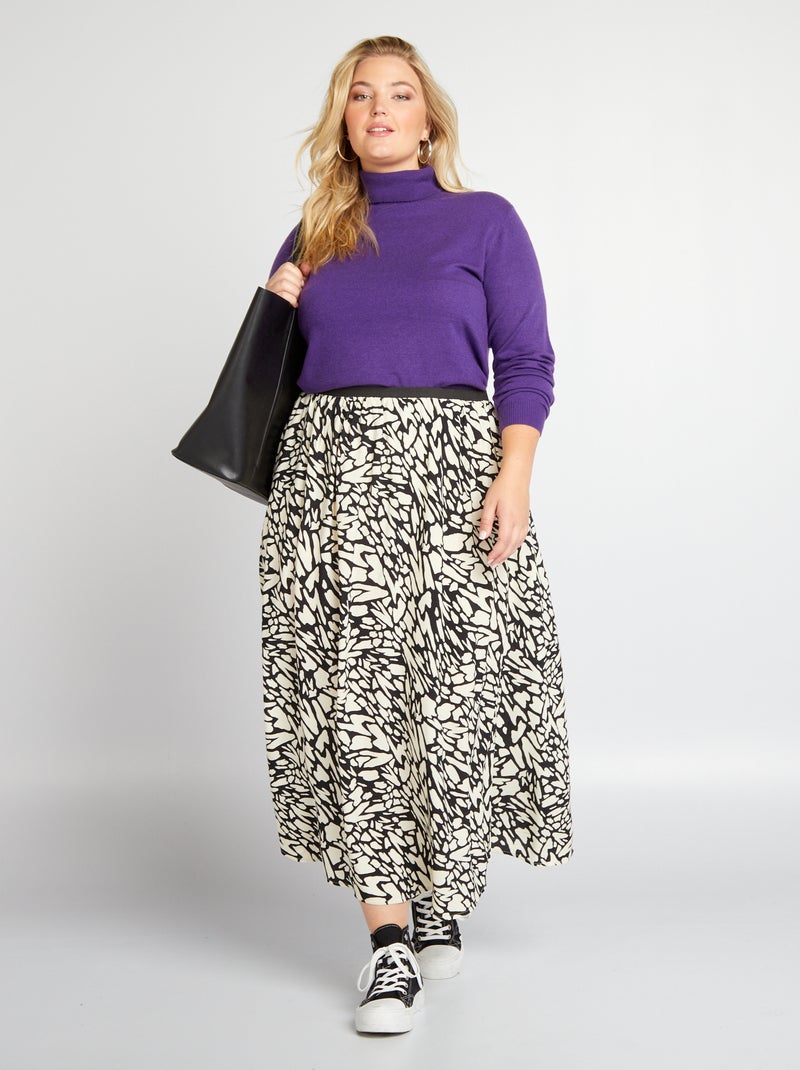 Falda largo medio con estampado all over NEGRO - Kiabi