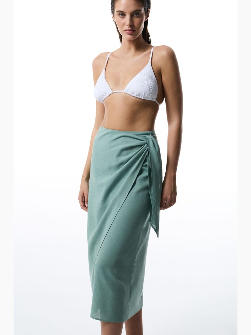 Falda lina penti Verde menta - Kiabi