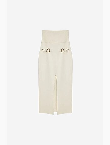 Falda maxi acanalada de cintura alta dilvin