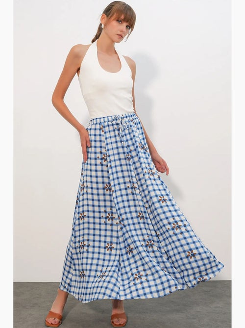 Falda maxi de cuadros de cintura alta bdart - Kiabi