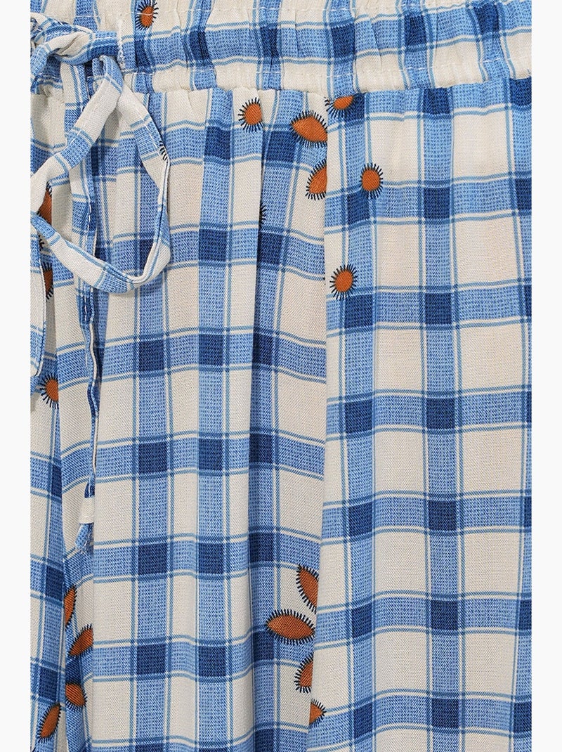 Falda maxi de cuadros de cintura alta bdart Blanco Azul - Kiabi