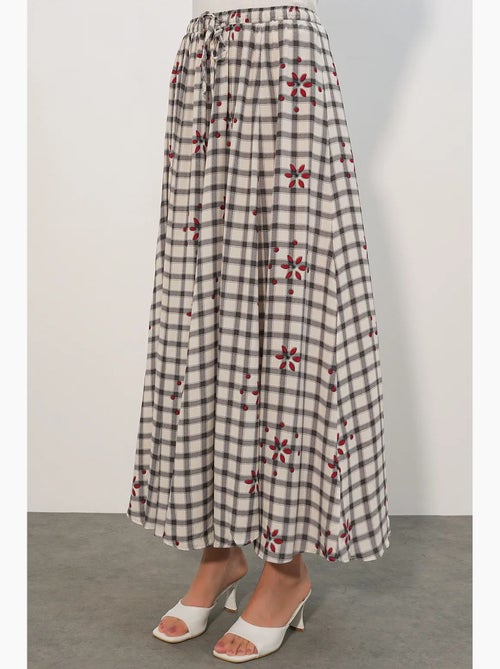 Falda maxi de cuadros de cintura alta bdart - Kiabi