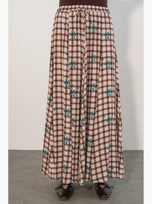 Falda maxi de cuadros de cintura alta bdart - Kiabi