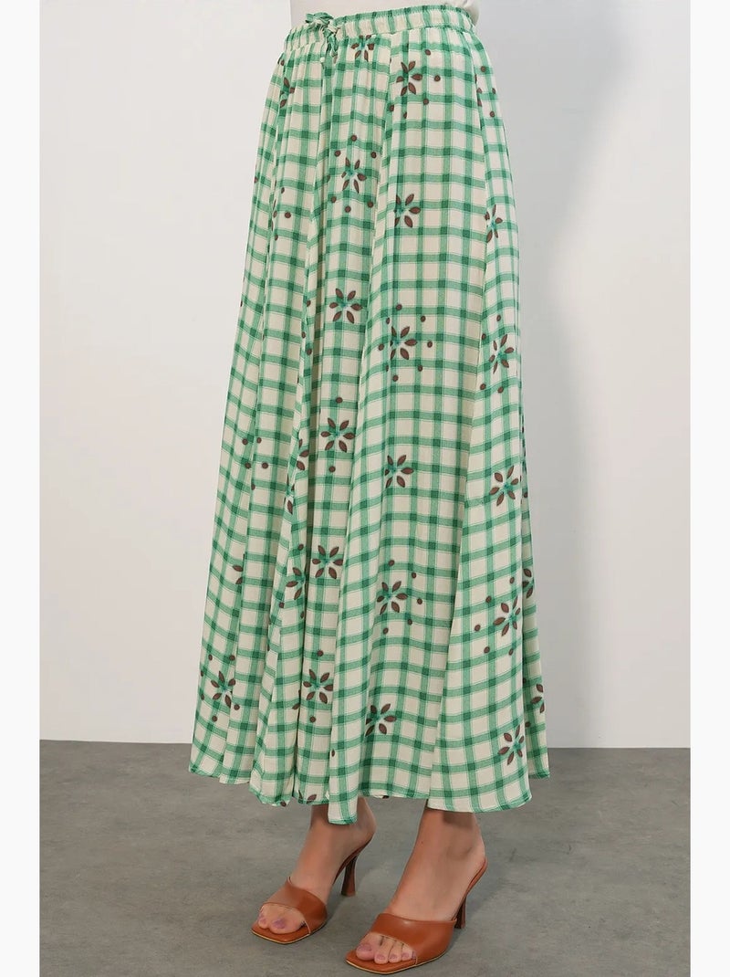 Falda maxi de cuadros de cintura alta bdart Verde menta - Kiabi