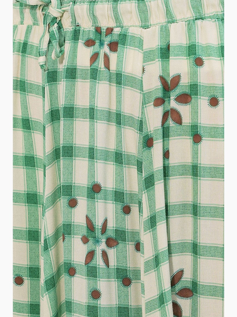 Falda maxi de cuadros de cintura alta bdart Verde menta - Kiabi