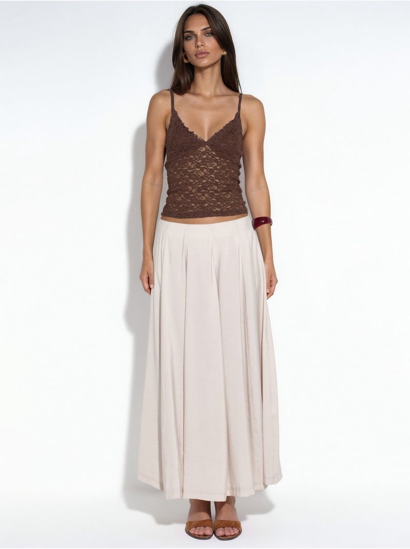 Falda maxi de línea a de cintura alta busem Beige arcilla - Kiabi