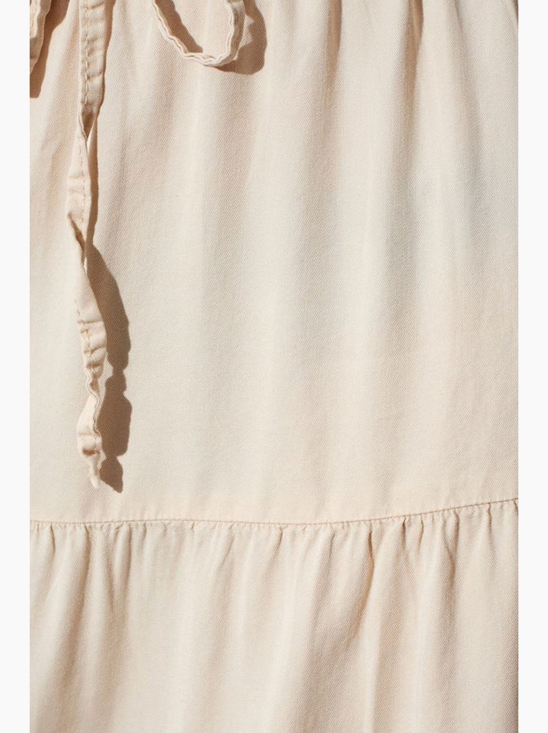 Falda maxi de línea a de tiro alto con detalle de lazada dilvin Crema - Kiabi