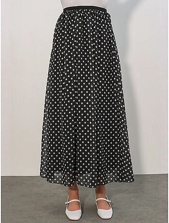 Falda maxi de lunares de cintura alta bdart