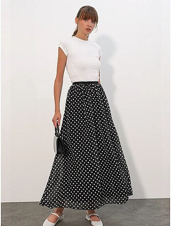 Falda maxi de lunares de cintura alta bdart