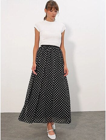 Falda maxi de lunares de cintura alta bdart