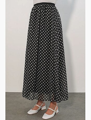 Falda maxi de lunares de cintura alta bdart