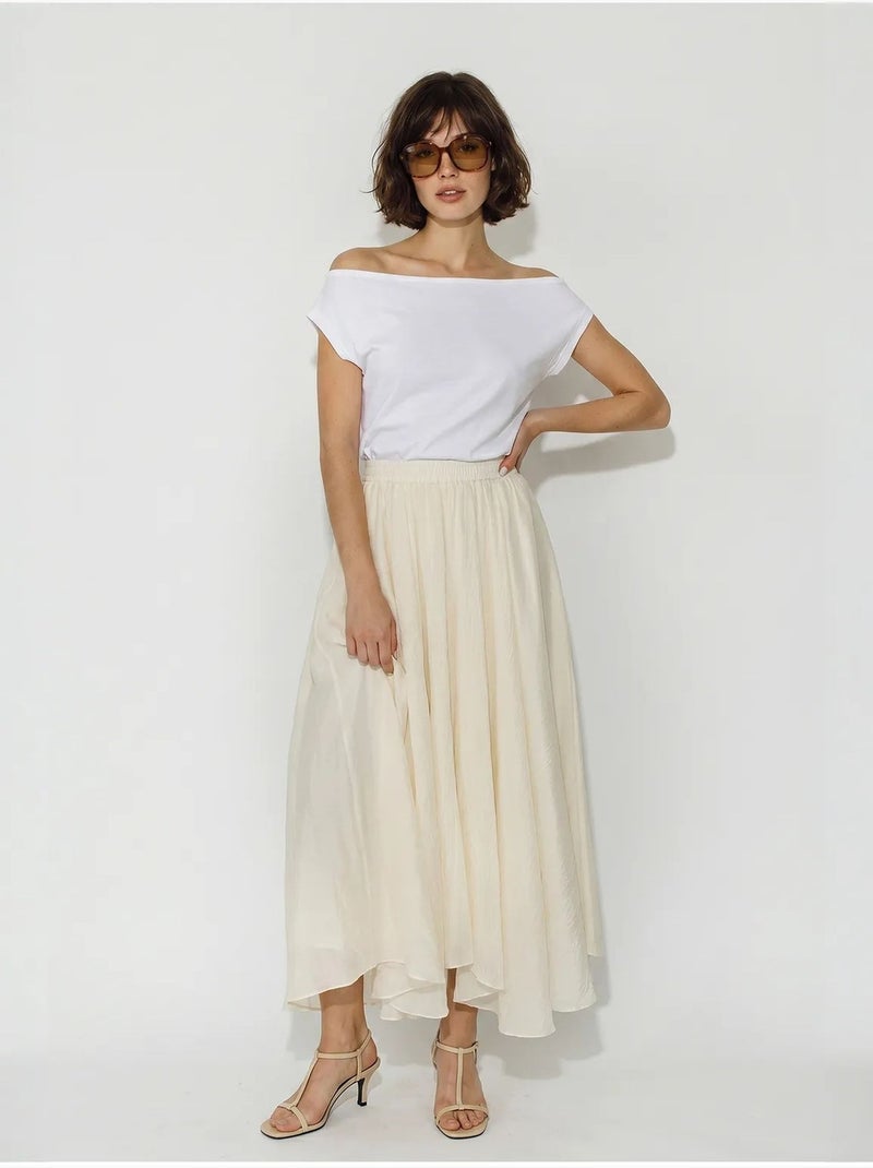 Falda maxi de talle alto en línea a lucci Crema - Kiabi