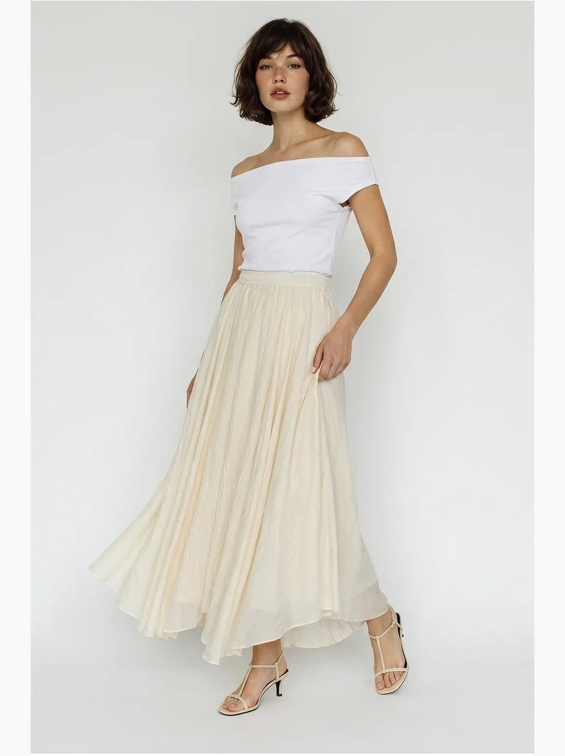 Falda maxi de talle alto en línea a lucci Crema - Kiabi