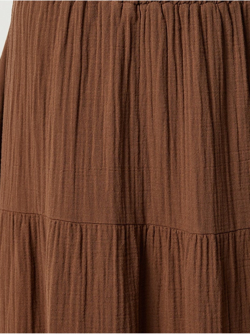 Falda maxi de talle alto y línea a istanbul Marrón chocolate - Kiabi