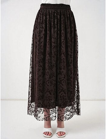 Falda maxi en línea a de talle alto floral bdart
