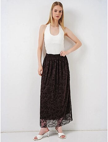 Falda maxi en línea a de talle alto floral bdart