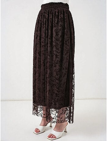 Falda maxi en línea a de talle alto floral bdart