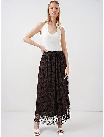 Falda maxi en línea a de talle alto floral bdart