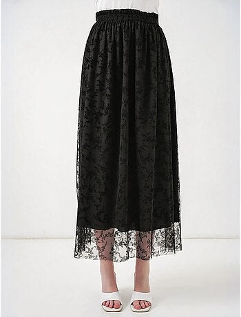 Falda maxi en línea a de talle alto floral bdart
