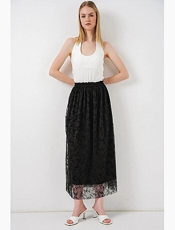 Falda maxi en línea a de talle alto floral bdart