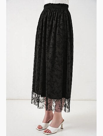Falda maxi en línea a de talle alto floral bdart