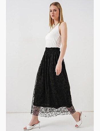 Falda maxi en línea a de talle alto floral bdart