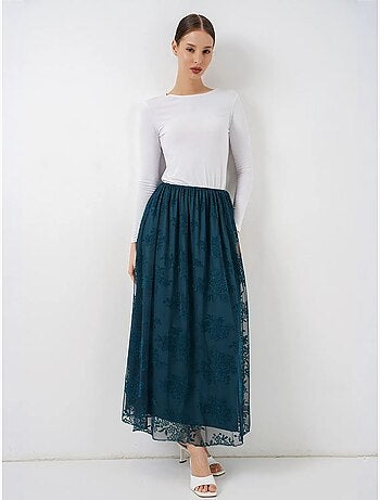 Falda maxi floral de cintura alta bdart