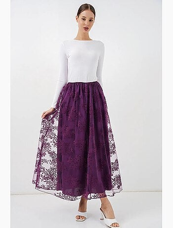 Falda maxi floral de cintura alta bdart