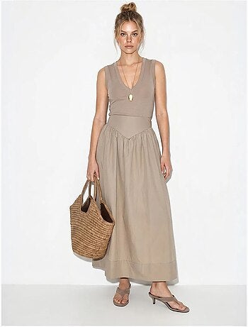 Falda maxi skater de cintura alta lucci