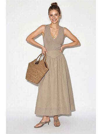 Falda maxi skater de cintura alta lucci