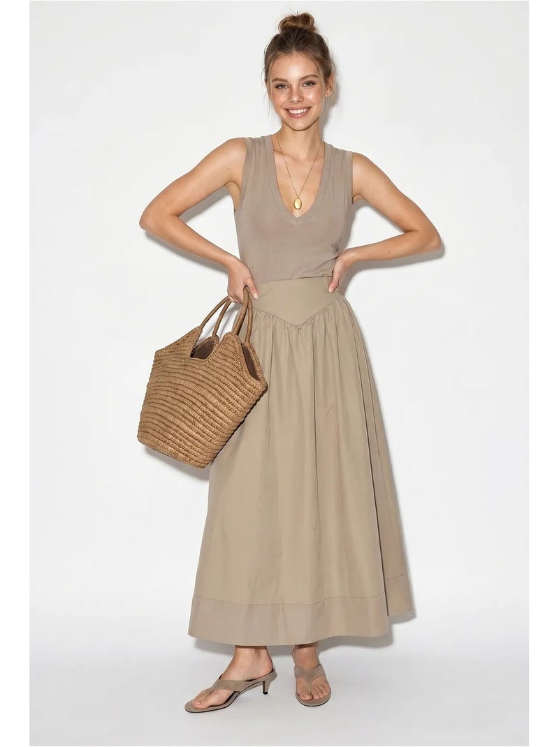 Falda maxi skater de cintura alta lucci Arena - Kiabi